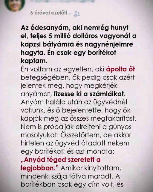 Anyám csak egy borítékot hagyott rám – ami benne volt, mindent megváltoztatott